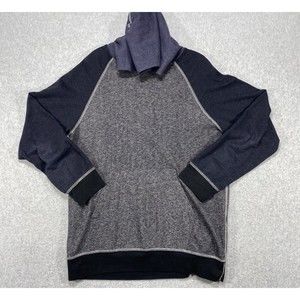 Morse Code Shirt Mens Extra Large Blue Gray‎ Raglan Long Sleeve Hoodie Pocket XL